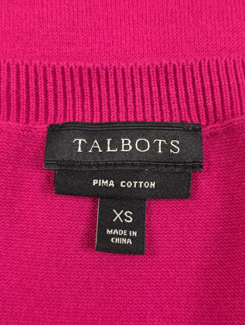 Talbots Pima Cotton Sweater Knit Tank XS Hot Pink Sleeveless Office Preppy - Picture 5 of 6